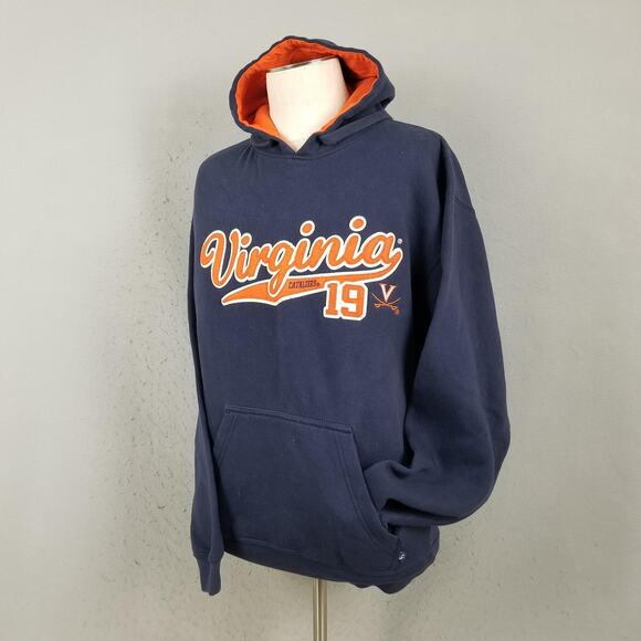 Virginia Cavaliers Hoodie Mens Medium Navy Orange NCAA College Pullover Fleece - Picture 4 of 10